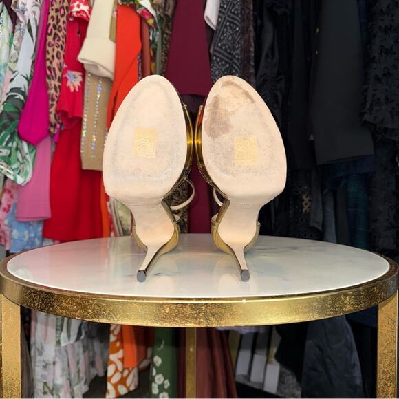 Jimmy Choo Gold Max 150 Mirrored-Leather Platform Stiletto Heel Open Toe Sandal - Picture 10 of 14